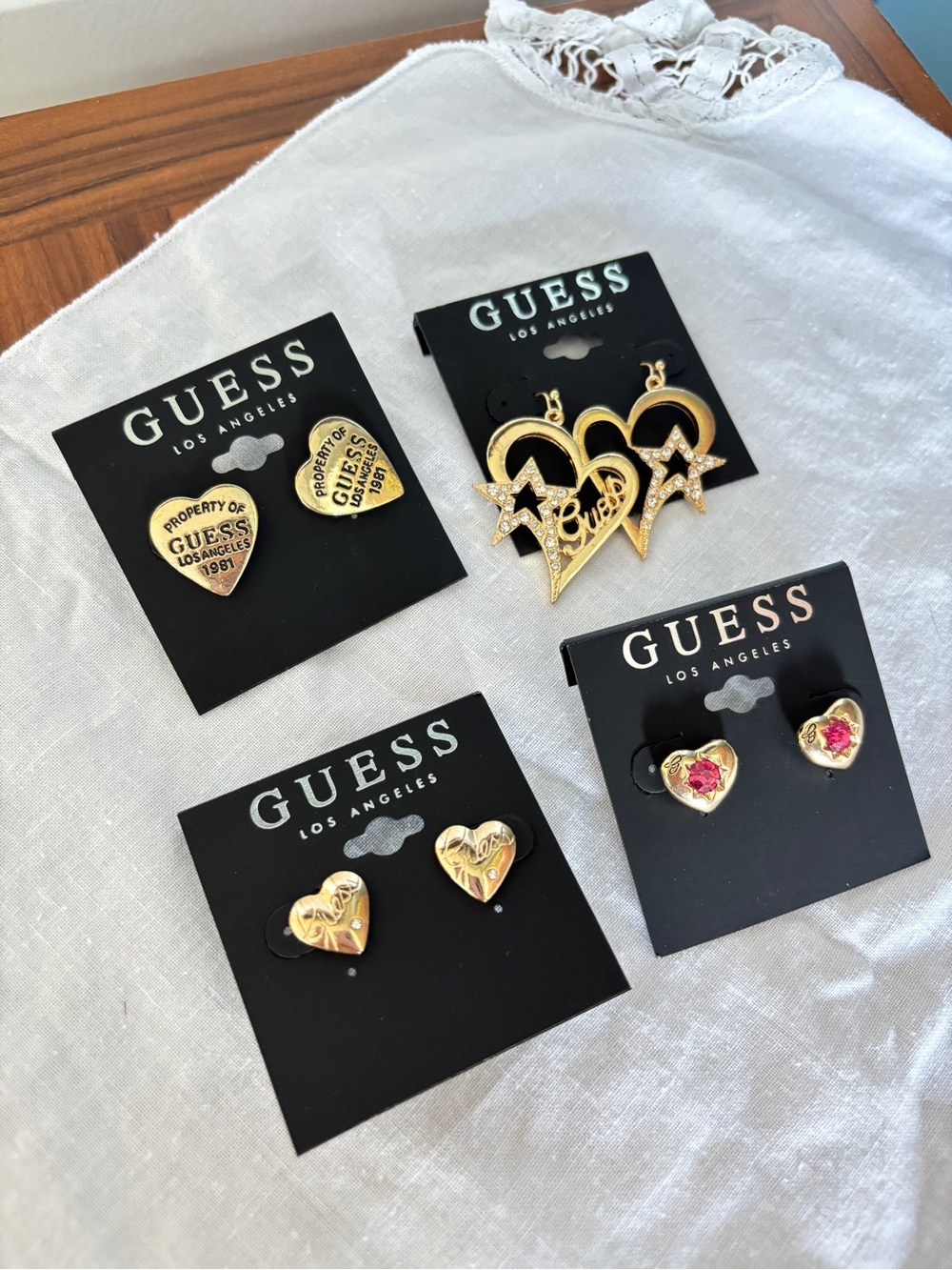 Guess heart earrings Y2K